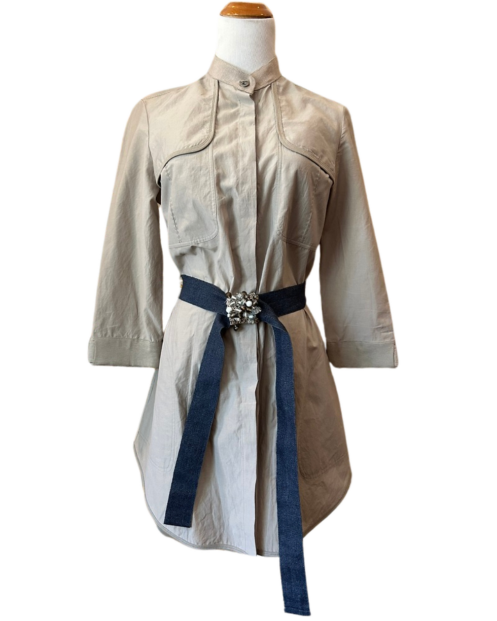 Brunello Cucinelli Beige Dress with Black Belt