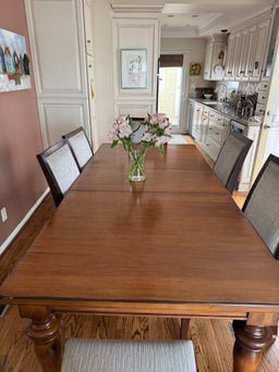 Thumbnail: Pottery Barn Extending Farmhouse Dining Table- Quatrine Chairs