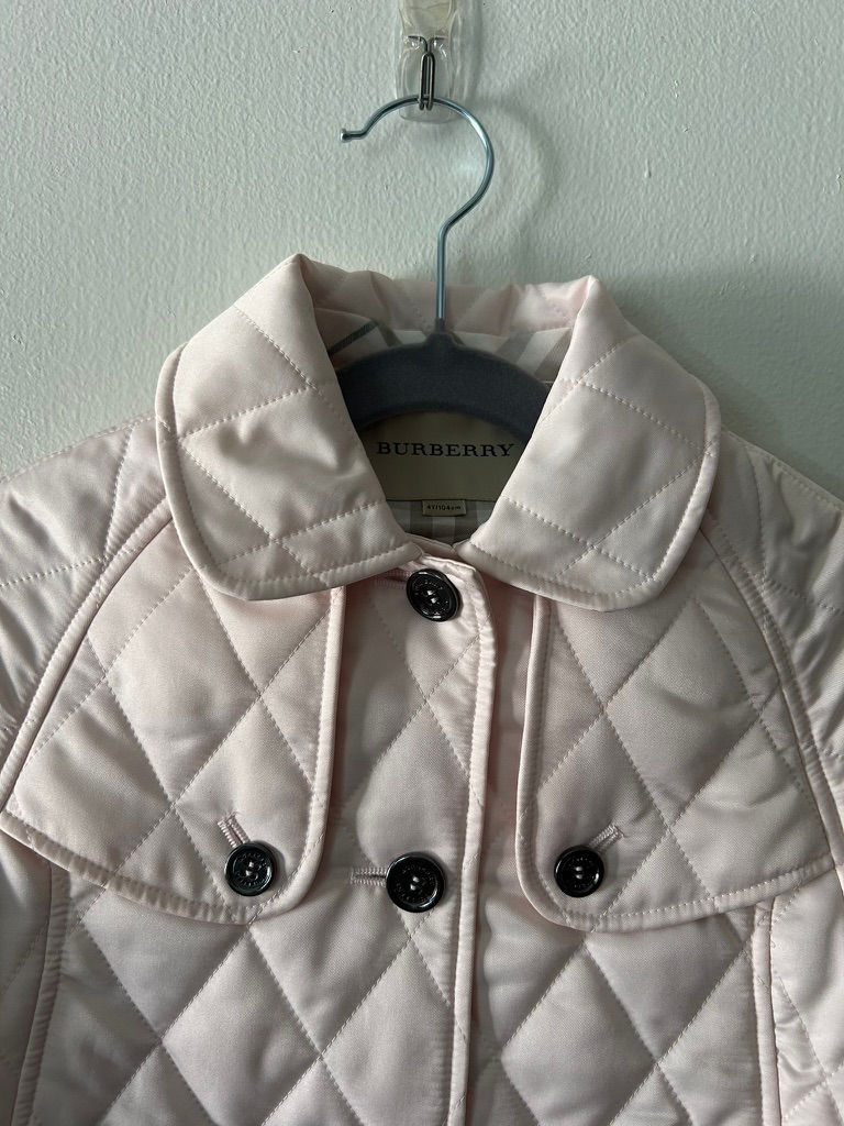 Thumbnail: Burberry Girls Baby Pink Quilted Jacket 4T