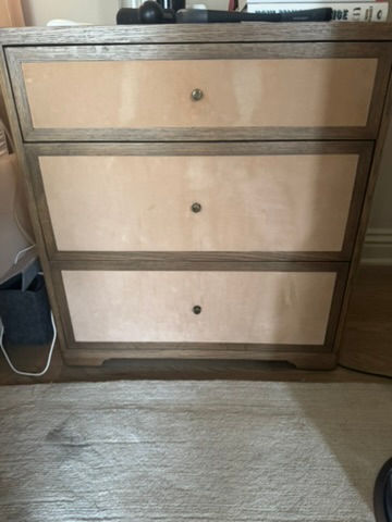 Thumbnail: Custom Maharam Velvet Std King Bedframe With Storage Drawers & Nightstands (2)