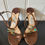 Thumbnail: Jimmy Choo Brown Satin Embellished Ankle Strap Sandals