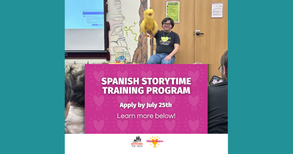 Man doing doing a story time show for kids with a yellow bird puppet