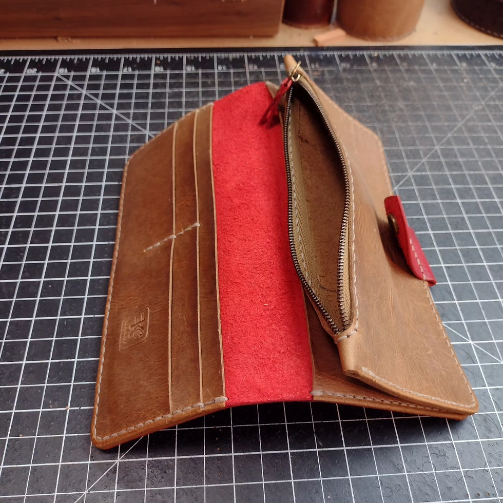 Thumbnail: Long Wallet with  punched front (red&bwn)