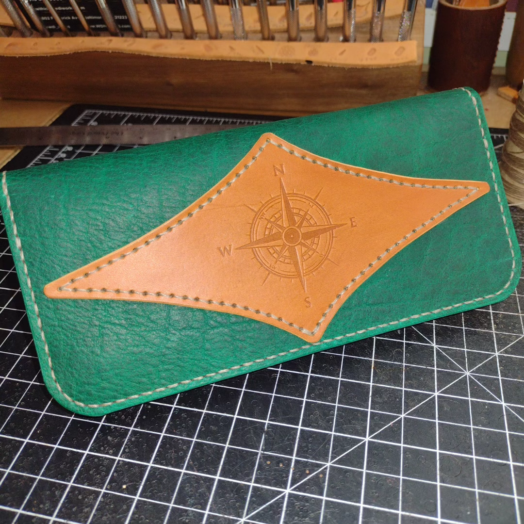 Long Wallet with Zippered Pouch and emblem