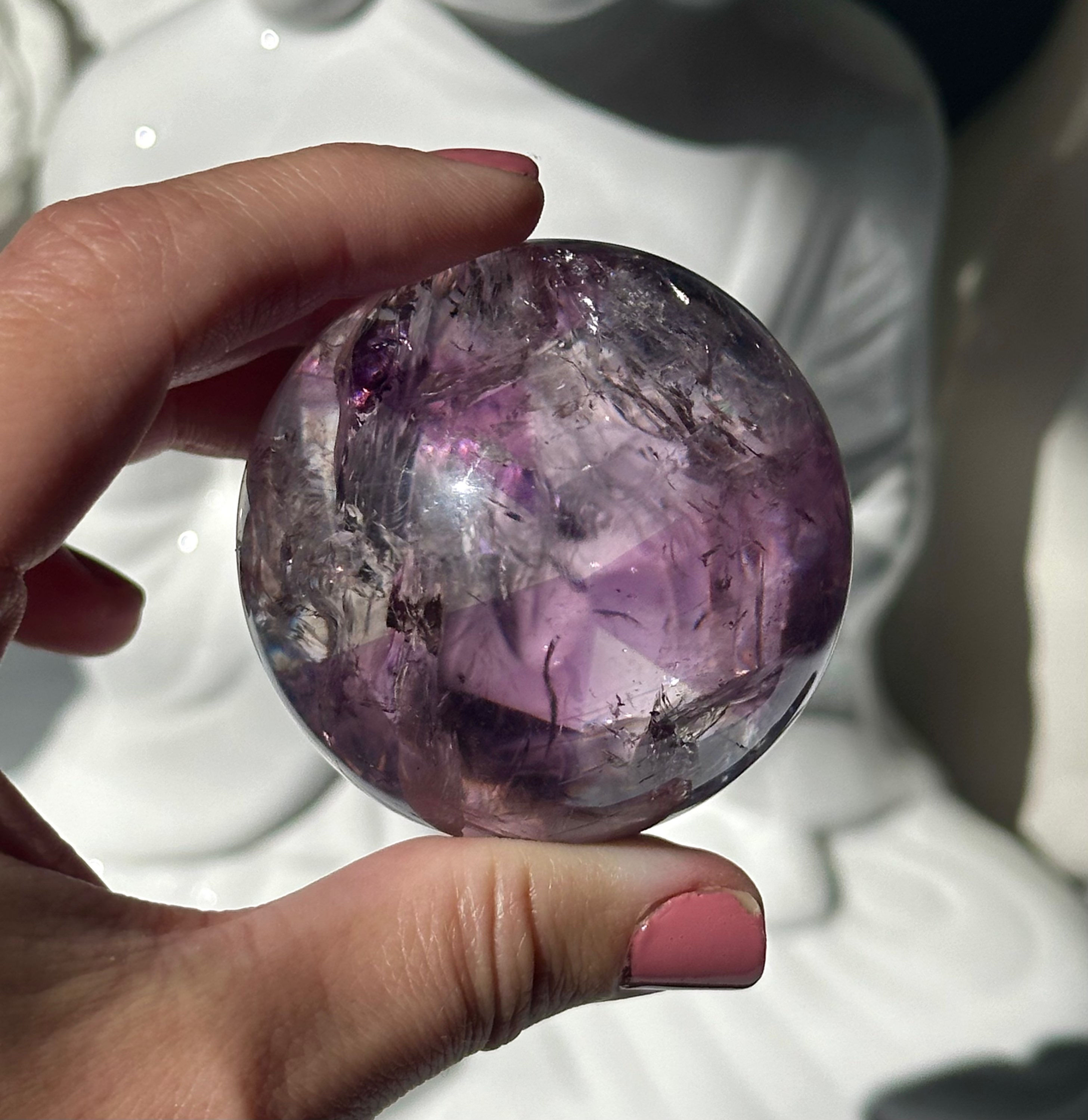 51mm  Trapiche Amethyst Sphere w/ RAINBOW -  Brazil - Crown Chakra