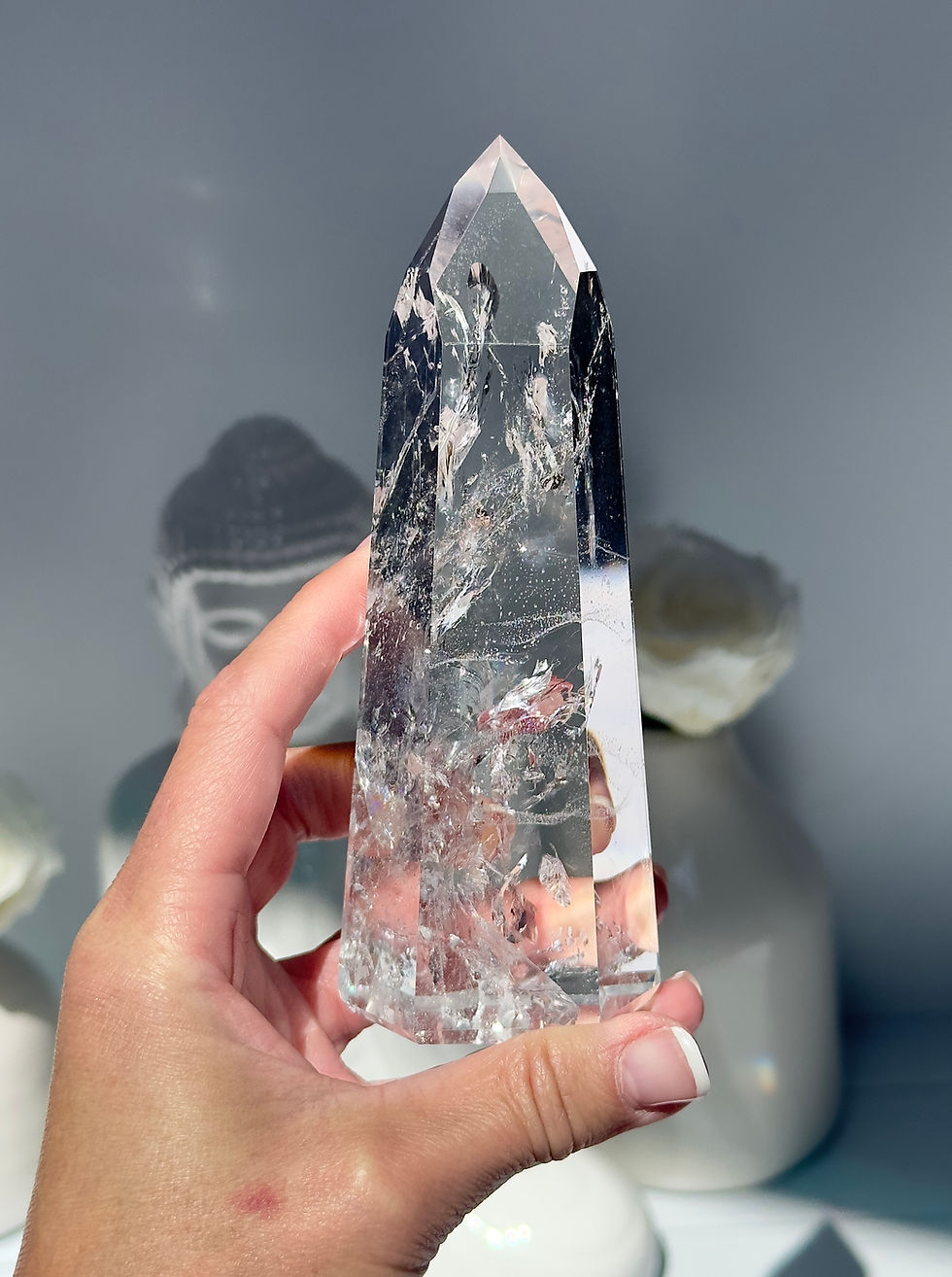 5.5” Lemurian Quartz Point w/ Rainbows -  Minas Gerais , Brazil