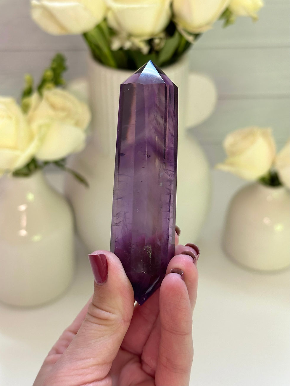 Thumbnail: 4.1” DT Faceted Amethyst Phantom Wand - Brazil