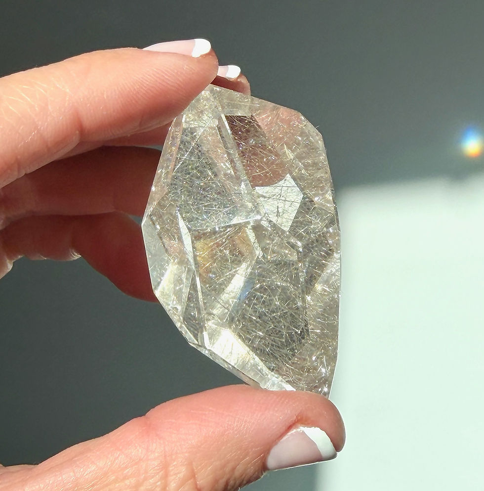 Thumbnail: 2.1” Faceted Silver Rutilated Quartz - Minas Gerais, Brazil