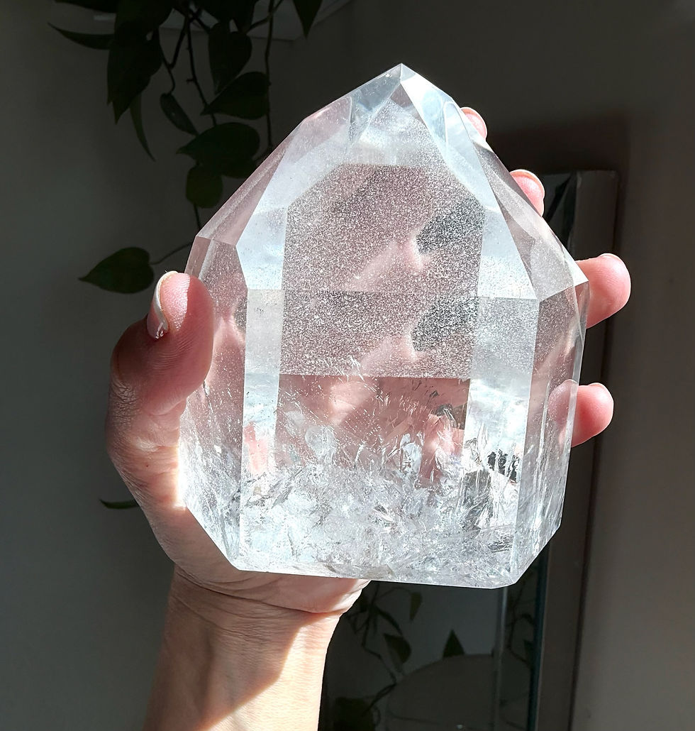 Thumbnail: 3.9” 3D Phantom Lemurian Quartz Point with Rainbows - Minas Gerais, Brazil