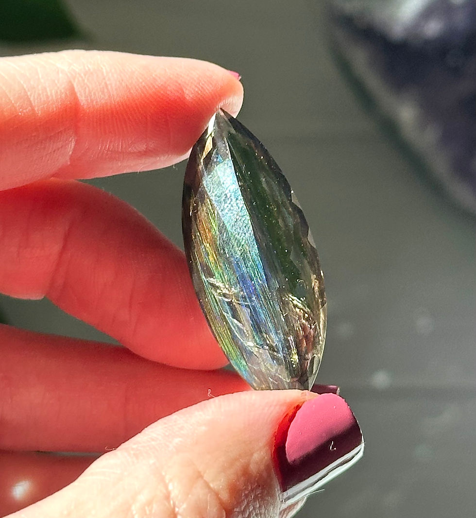 Thumbnail: 1.5,” 25ct  VERY RARE Faceted Gem Quality Rainbow Scapolite - UV Reactive