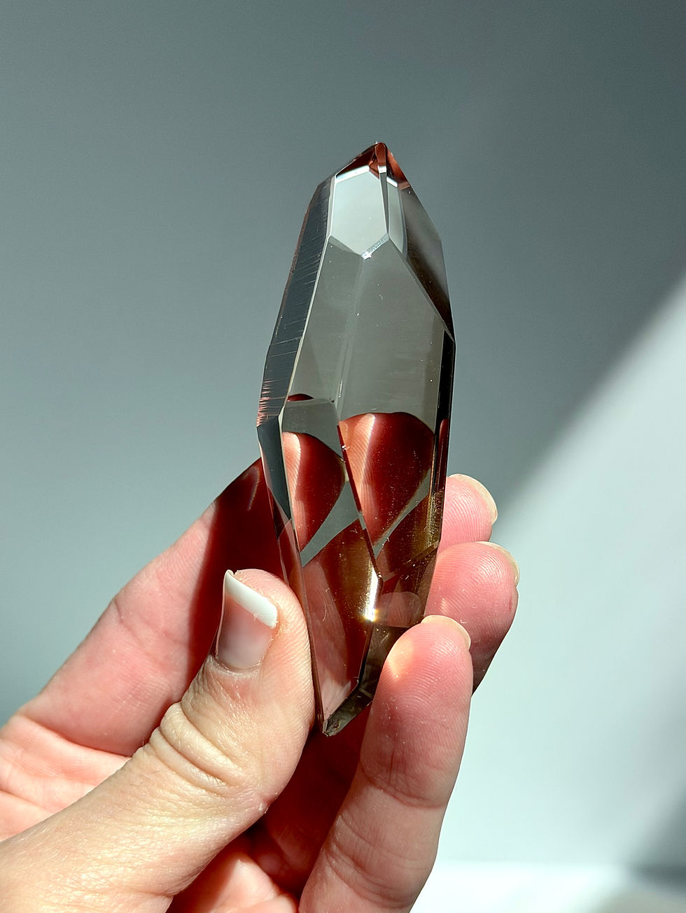 Thumbnail: 3.1”  DT Smoky Lemurian Quartz With Deep Linear Ridges and Excellent Clarity