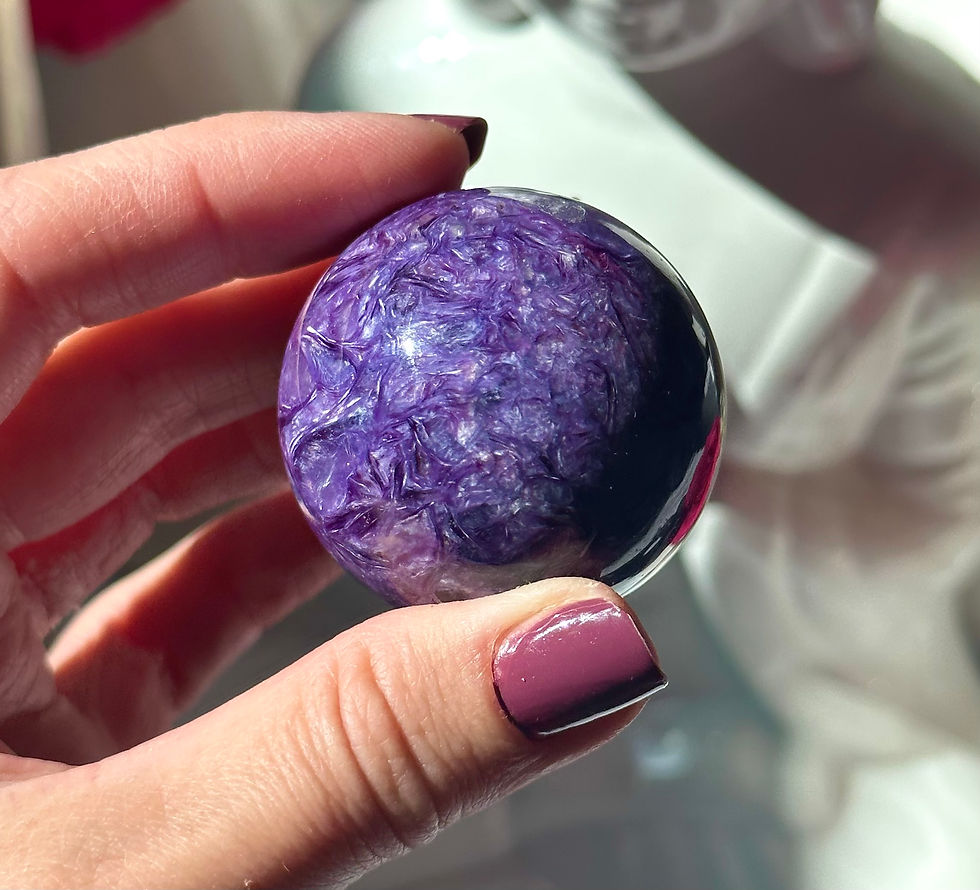 Thumbnail: 41mm AAA Chatoyant Charoite Sphere - Crown Chakra