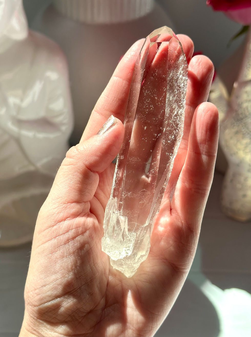 Thumbnail: 3.5” DT Colombian Lemurian Quartz Point with Self-Healing and Rainbow - Peña Bla