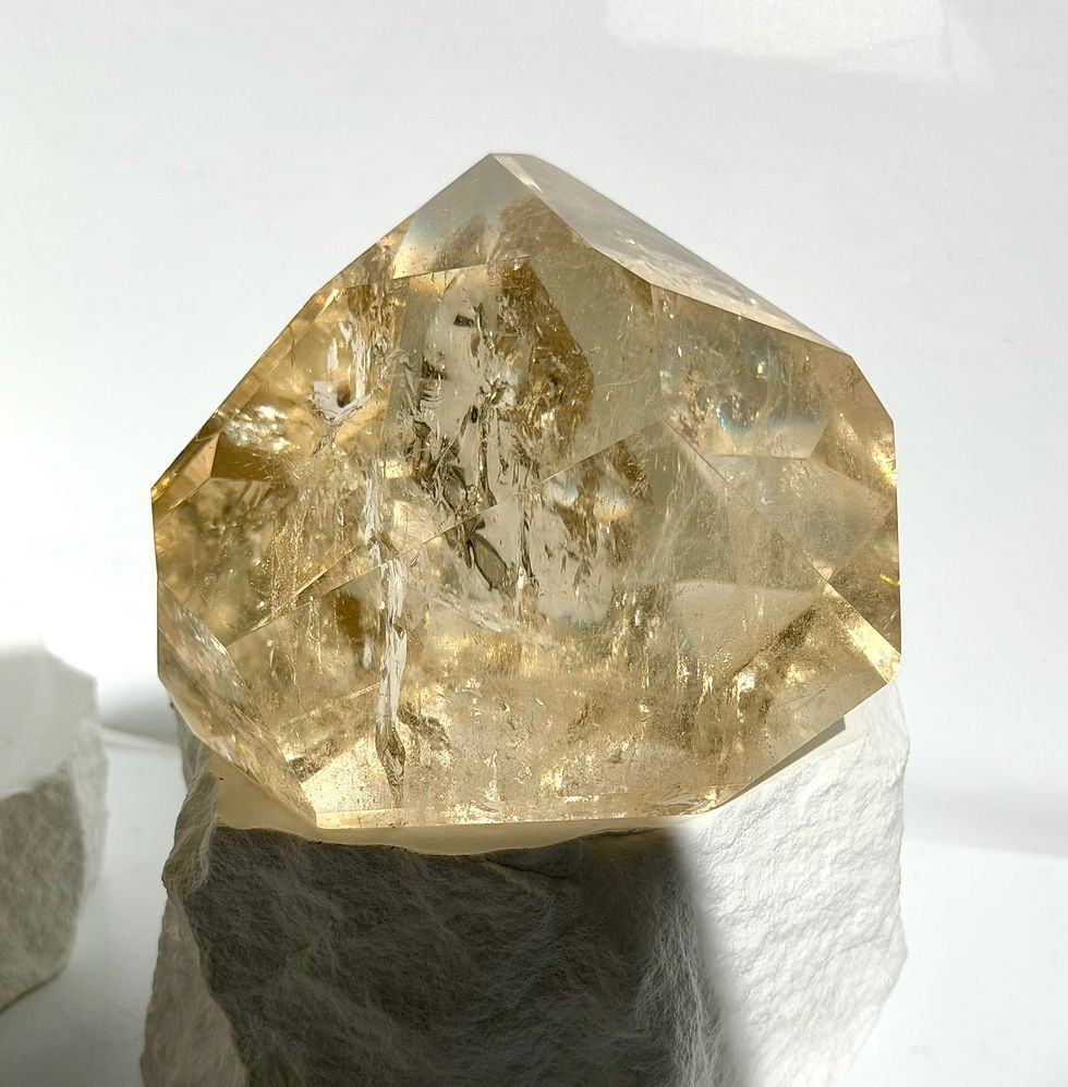 Thumbnail: 3.4” Free Form Citrine Point with Large Rainbows - Minas Gerais, Brazil