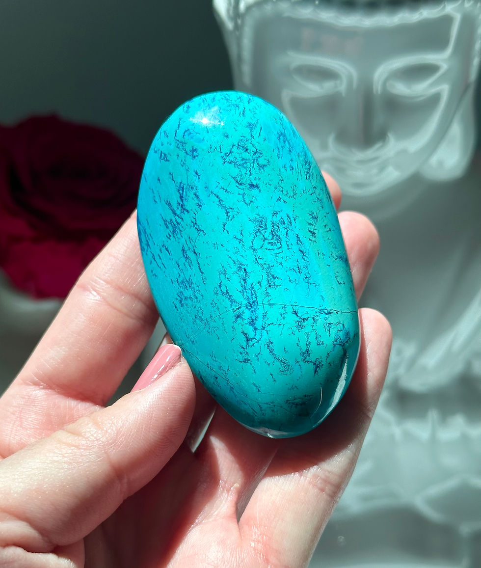 Thumbnail: 2.8” Extremely High Quality Collectors Grade Shattuckite Palm Stone - Namibia