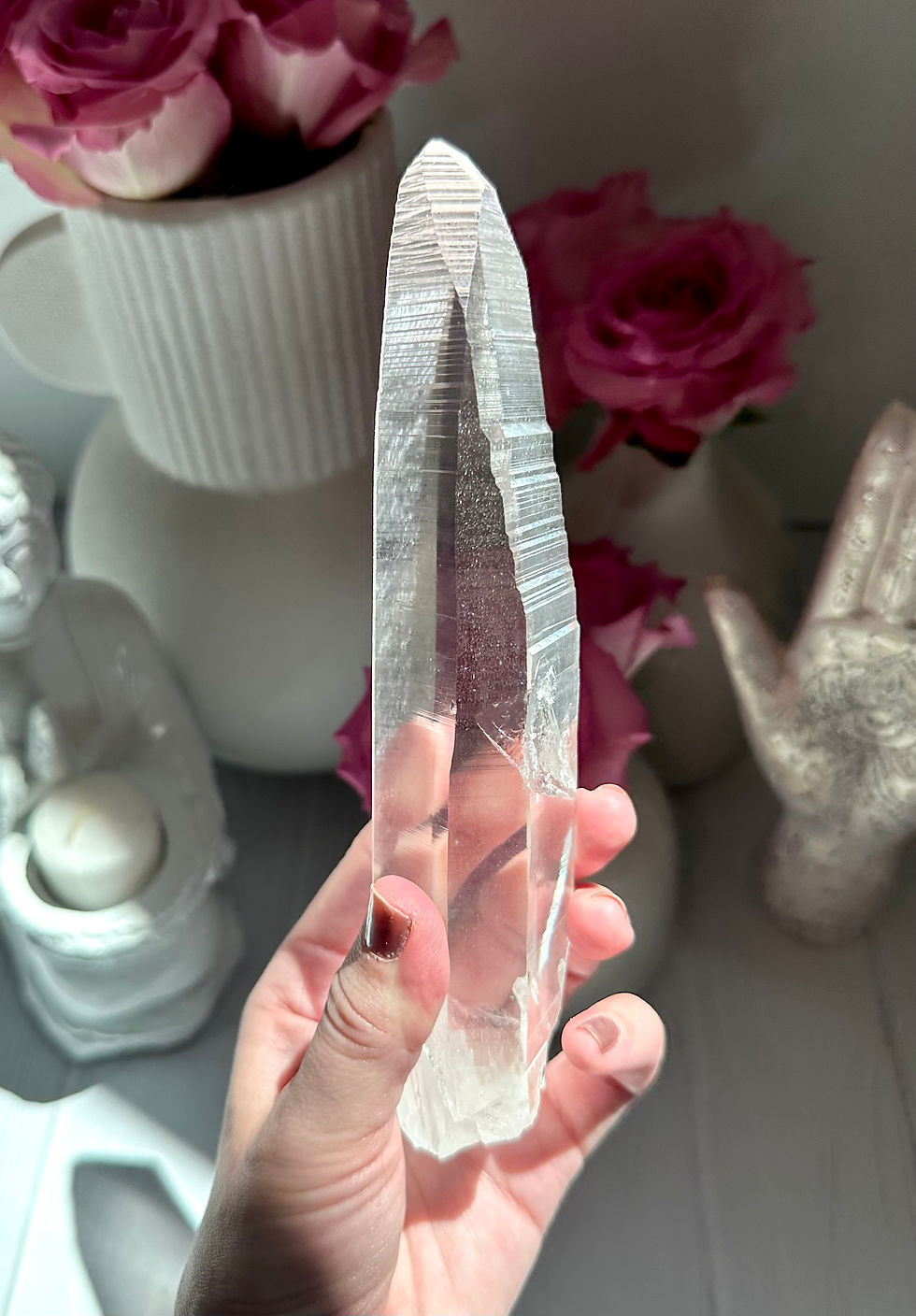 Thumbnail: 7.4” Extra Quality  Lemurian Quartz Point with Deep Linear Ridge