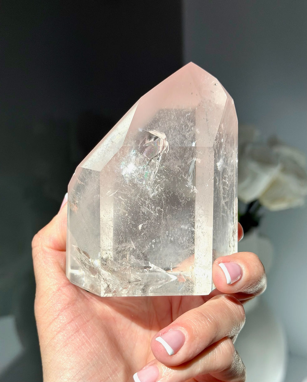 Thumbnail: 3.5” RARE Lithium Quartz Point, With Rainbow and Record Keepers - Brazil