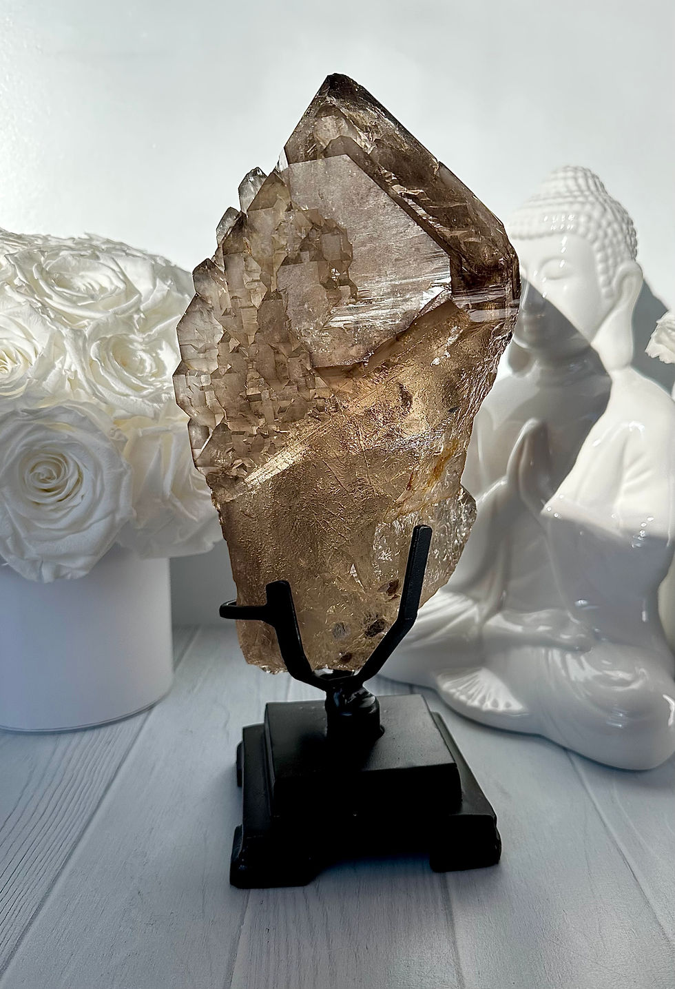 Thumbnail: 9.0” 2.54kg Multi-Dimensional Smoky Quartz Cathedral Elestial