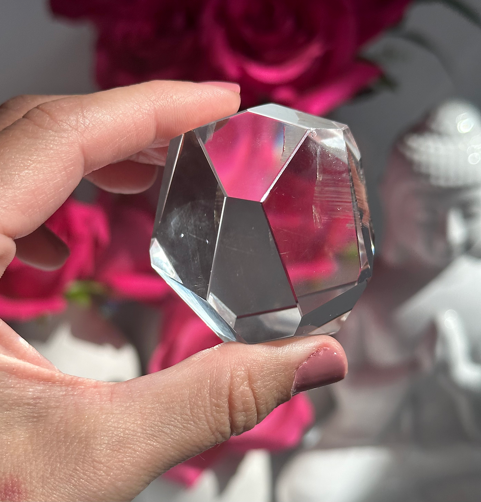 Thumbnail: 2.0” Faceted Lemurian Quartz Free Form with Great Clarity and Mini Rainbow 