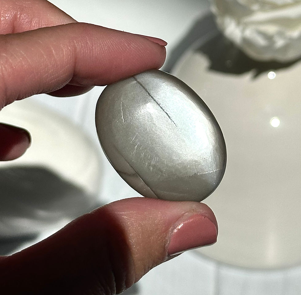 Thumbnail: 1.4” Top Quality Black Moonstone Palm Stone with Incredible Sheen - India