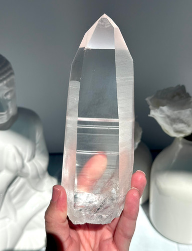 6.3” Stunning Lemurian Quartz Point -Immaculate Clarity, Deep Linear ...