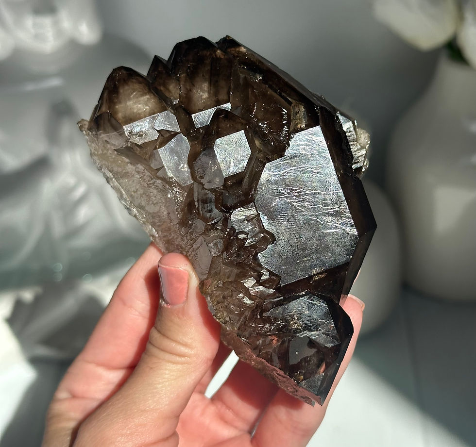 Thumbnail: 4.2” Smoky Quartz Elestial with Stand - Minas Gerais , Brazil