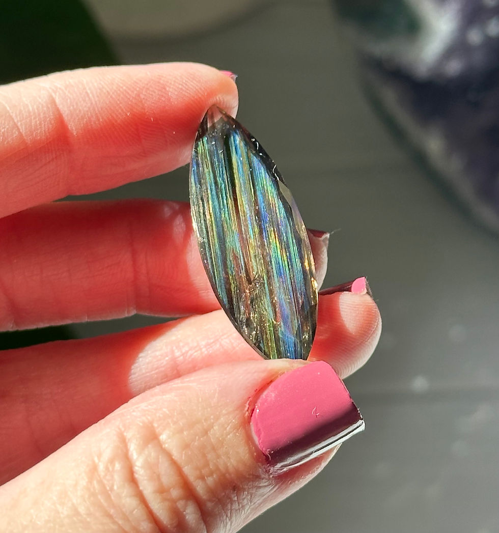 Thumbnail: 1.5,” 25ct  VERY RARE Faceted Gem Quality Rainbow Scapolite - UV Reactive