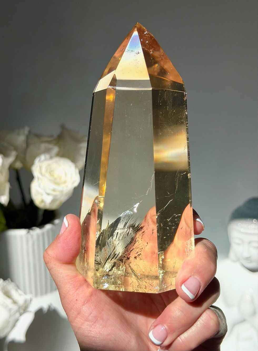 Thumbnail: 5.5”, Citrine Point with Great Clarity and Mini Rainbow - Minas Gerais, Brazil