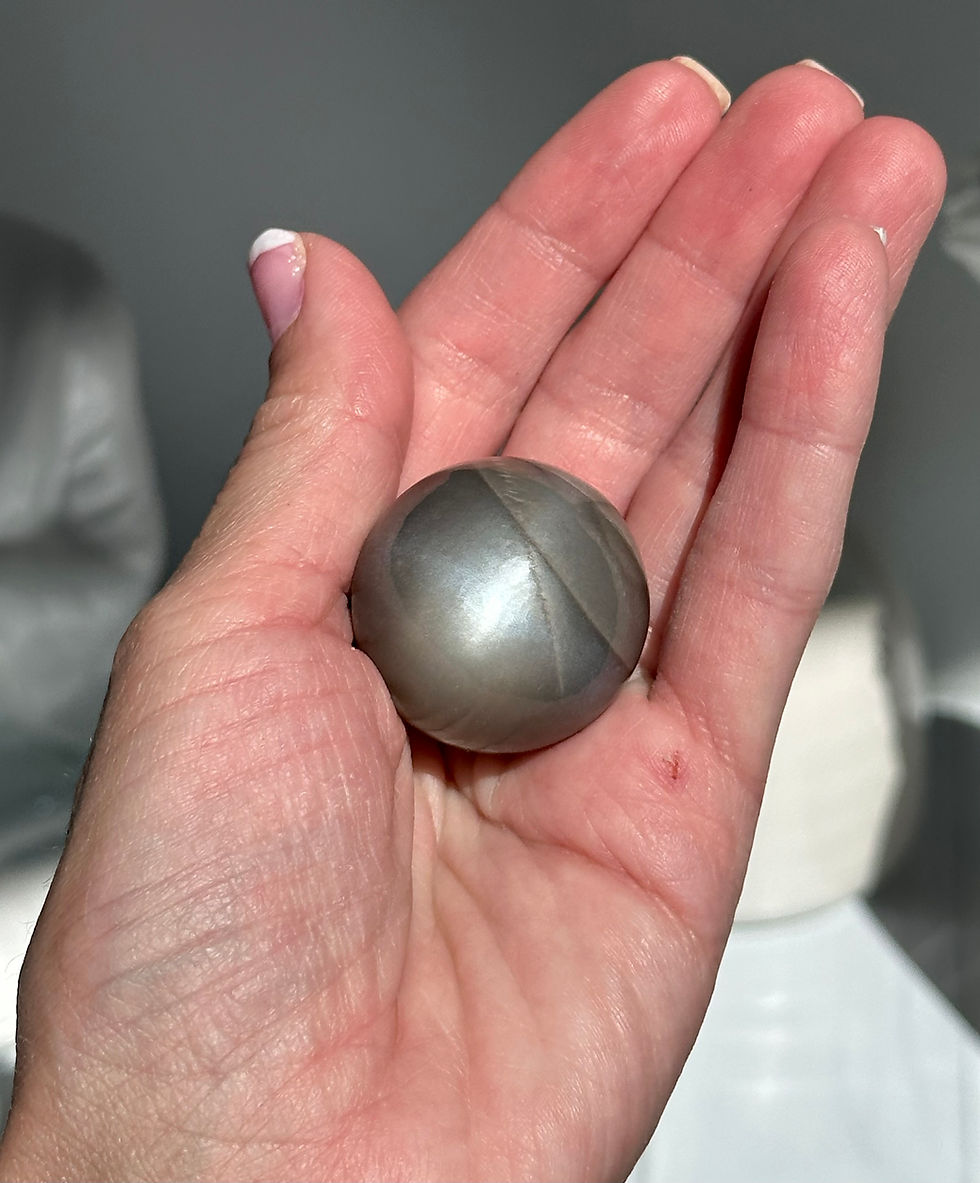 Thumbnail: 1.25" Top Quality Black Moonstone Sphere with Incredible Sheen - India