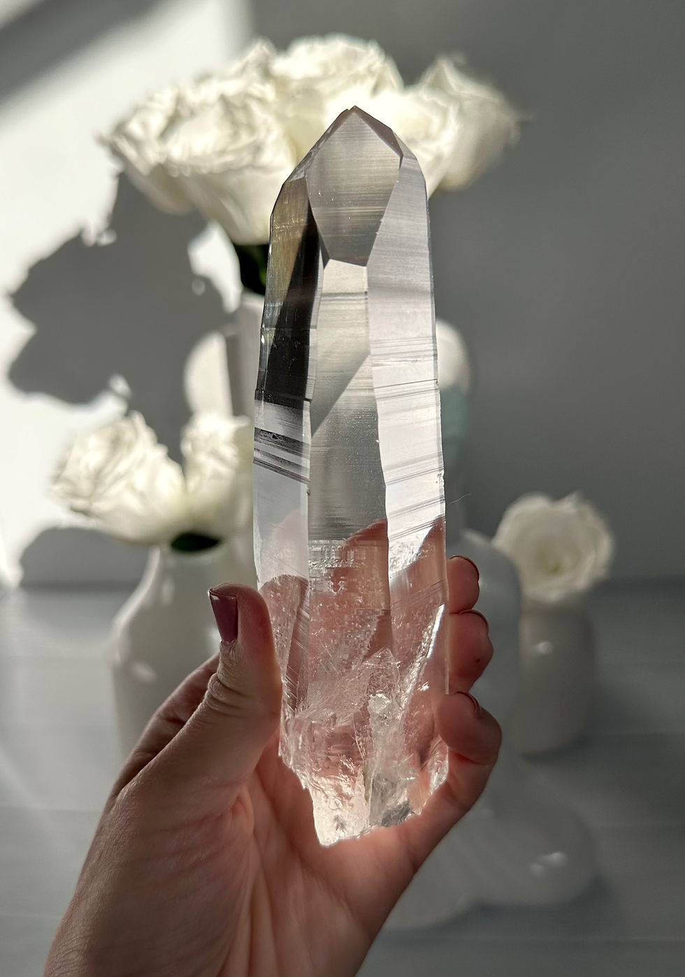Thumbnail: 6.0” Lemurian Quartz Point with, Linear Ridges with Excellent Clarity 