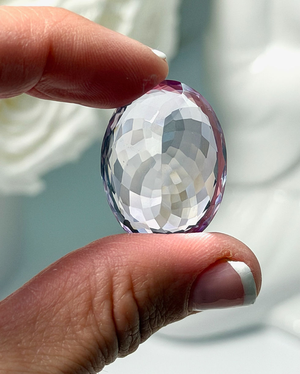 Thumbnail: 1.1” 42.5ct  Faceted Light Amethyst Gem Stone - India