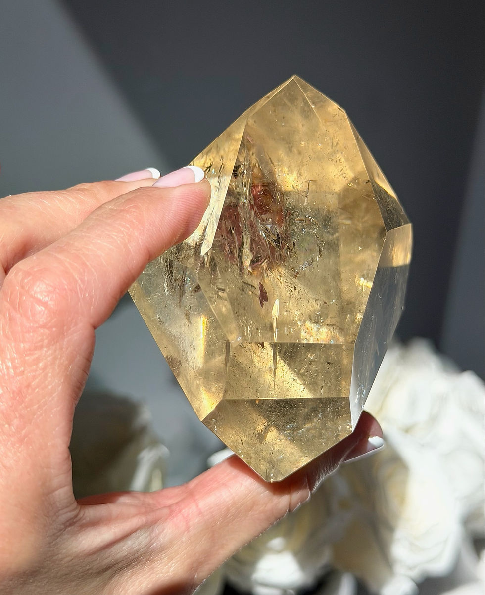 Thumbnail: 3.4” Free Form Citrine Point with Large Rainbows - Minas Gerais, Brazil