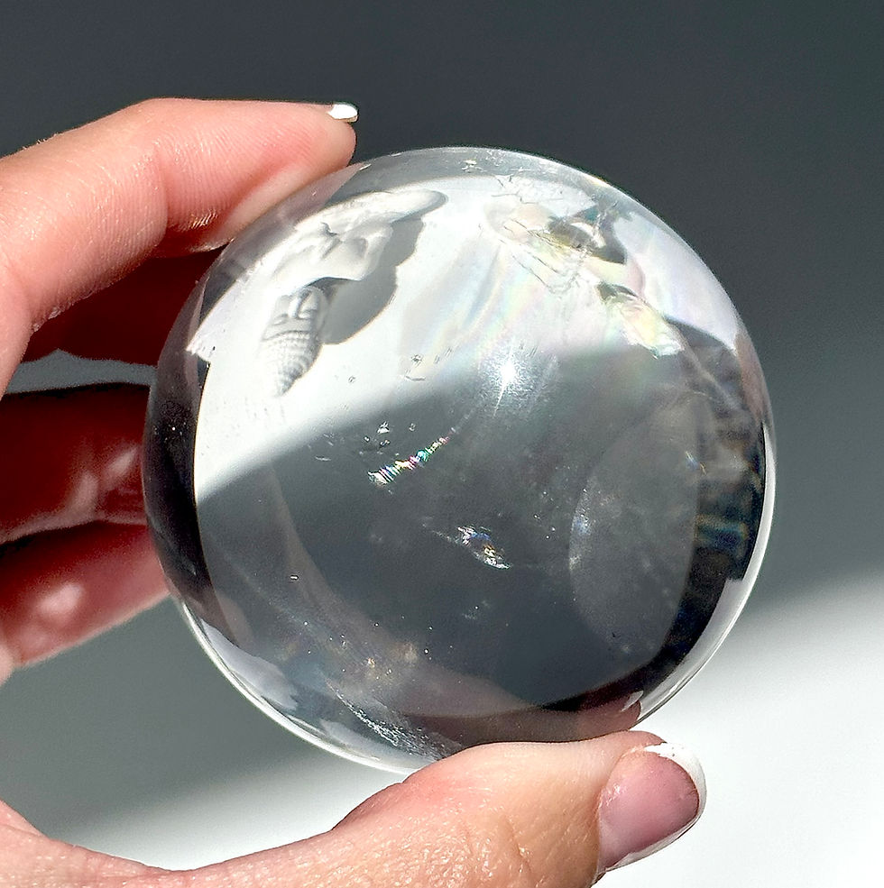 Thumbnail: 56mm, Stunning Lemurian Crystal Ball with Rainbow and Great Clarity  - Brazil
