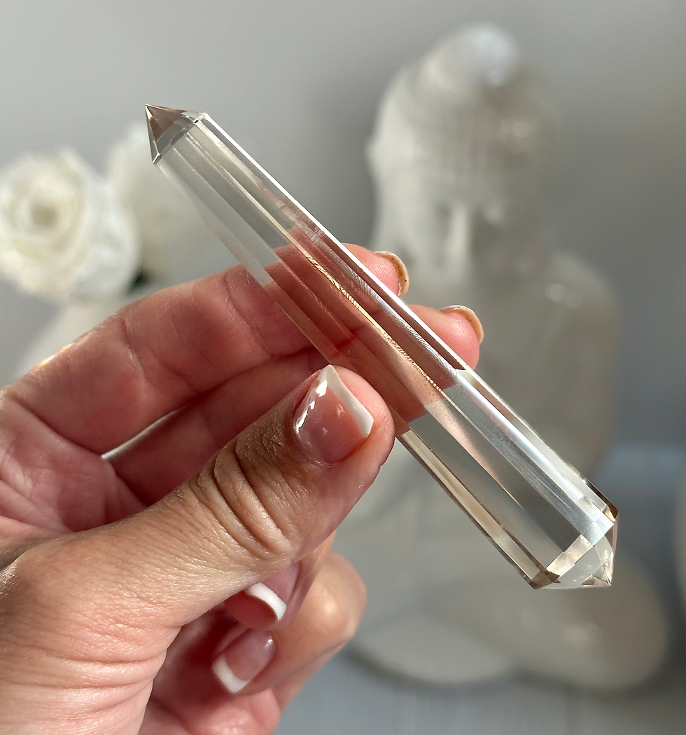 Thumbnail: 3.8" Lemurian Smoky Quartz - Double Terminated Faceted Wand - Brazil  