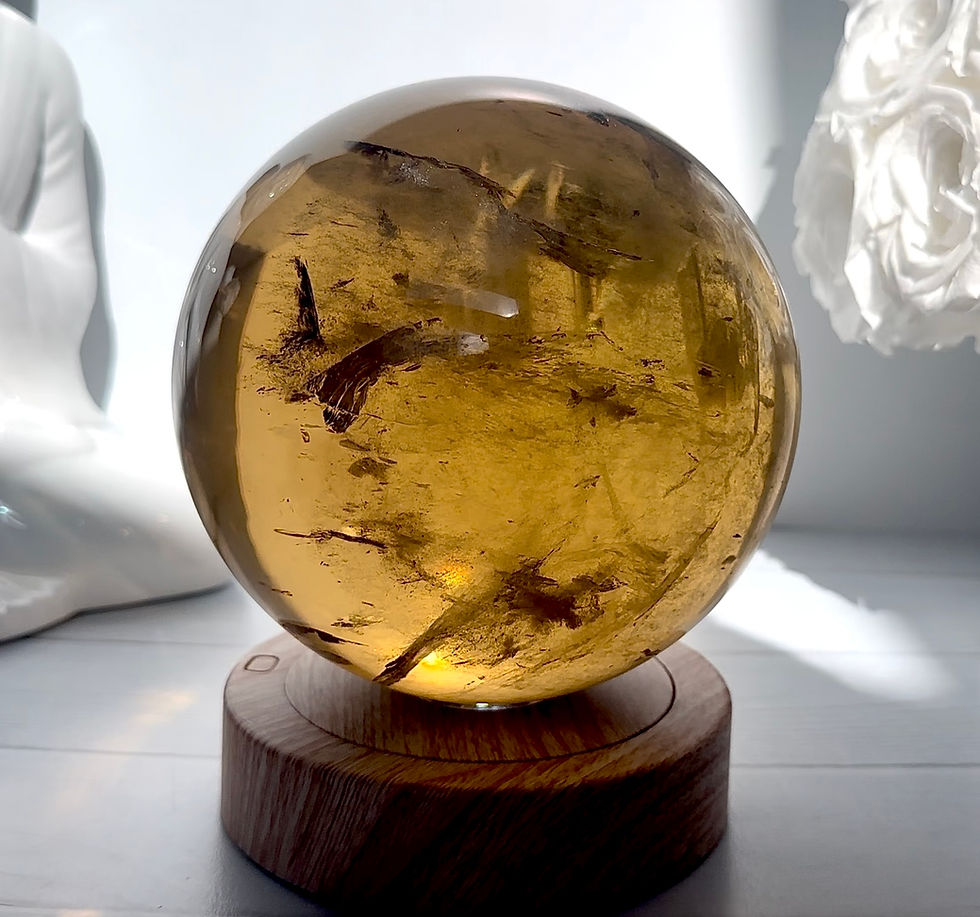 Thumbnail: 3.46kg, 5.4” Citrine Sphere with Rainbows - Aracuai Mine, Brazil