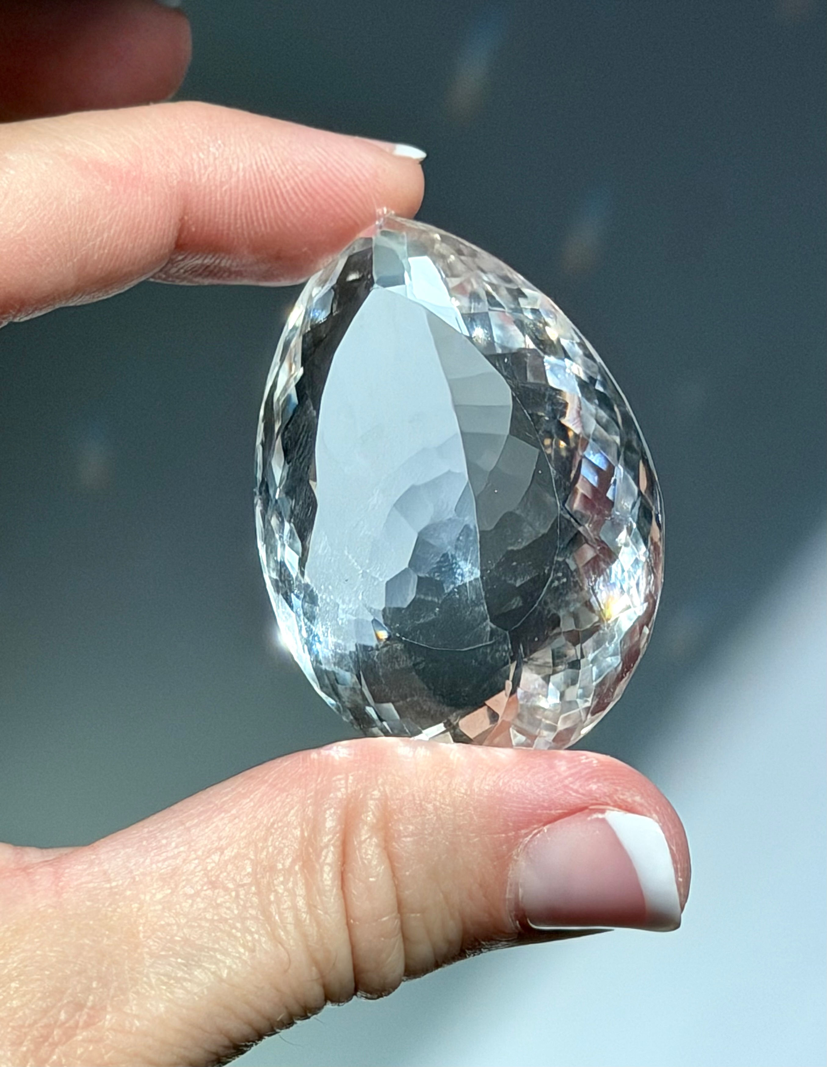 1.8” , 170ct. Himalayan Quartz Faceted Teardrop Gem Stone