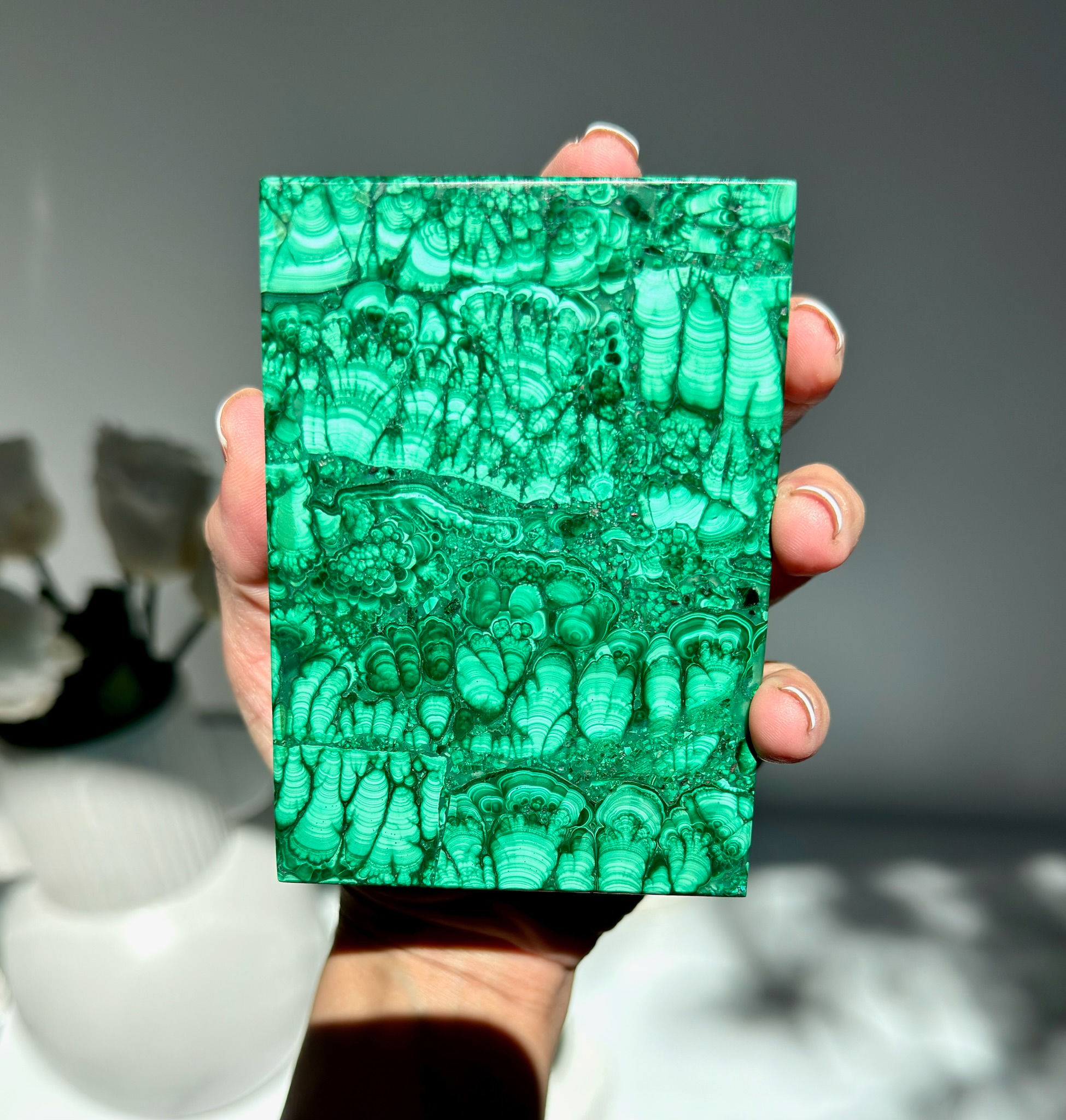 4.0” Fibrous Malachite Box - Africa