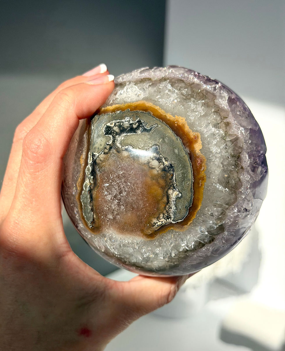 Thumbnail: 3.75”, 1kg  Purple Geode Amethyst Sphere - Brazil