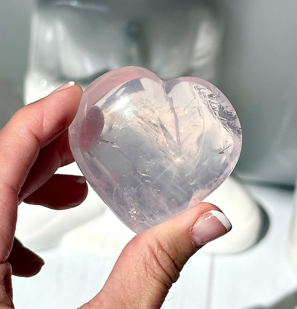 2.0” Girasol Rose Quartz Heart Great Clarity and Mini Rainbow - Madagascar