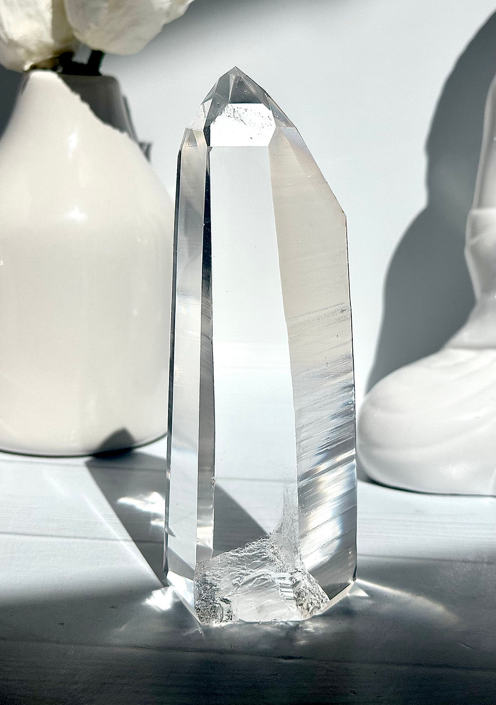 Thumbnail: 6.3” SUPREME QUALITY AND CLARITY Lemurian Quartz Point with Linear Ridges