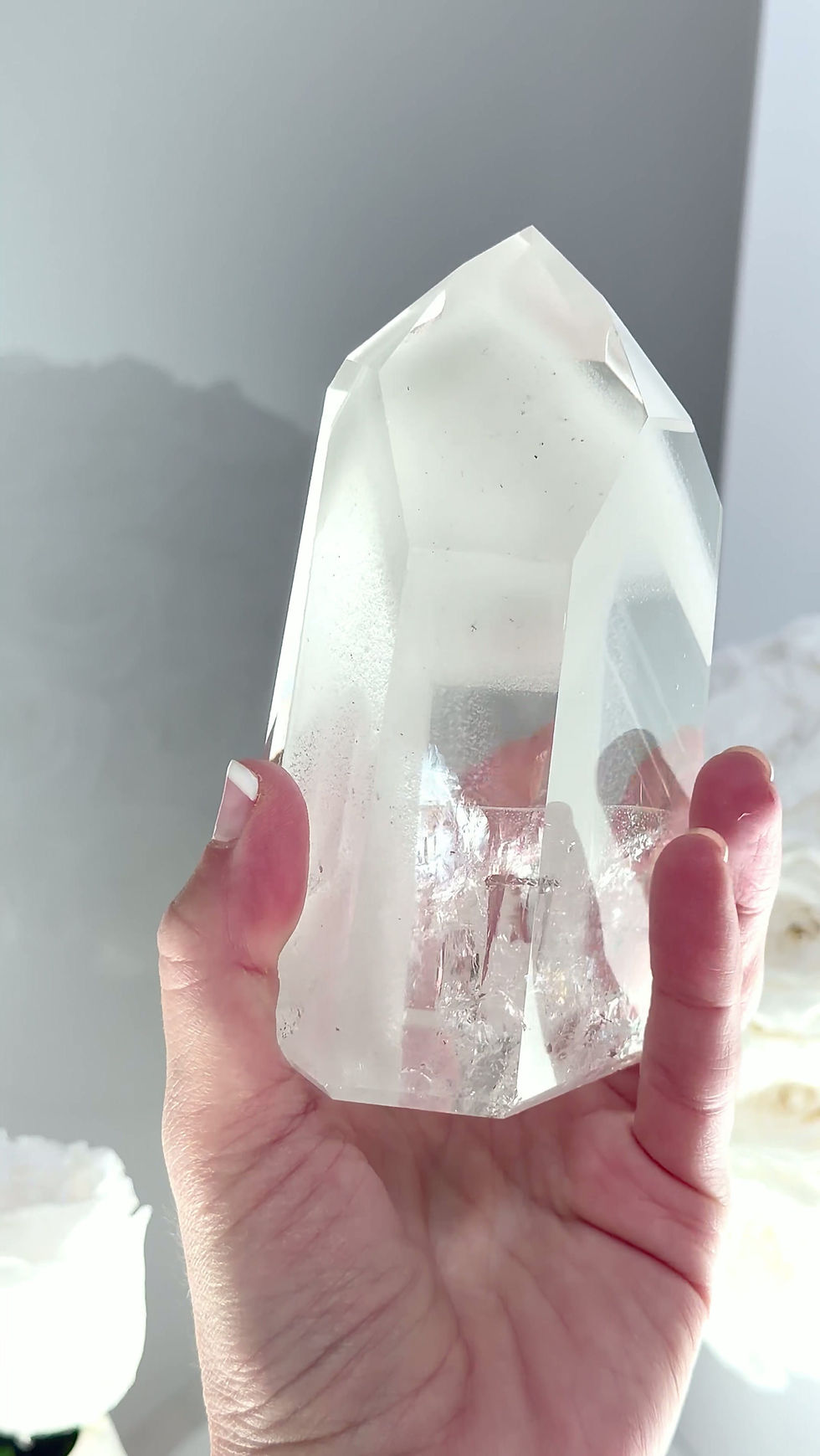 Thumbnail: 4.75” Lemurian Quartz Point Devic Temple with Incredible 3D White Phantom Layers