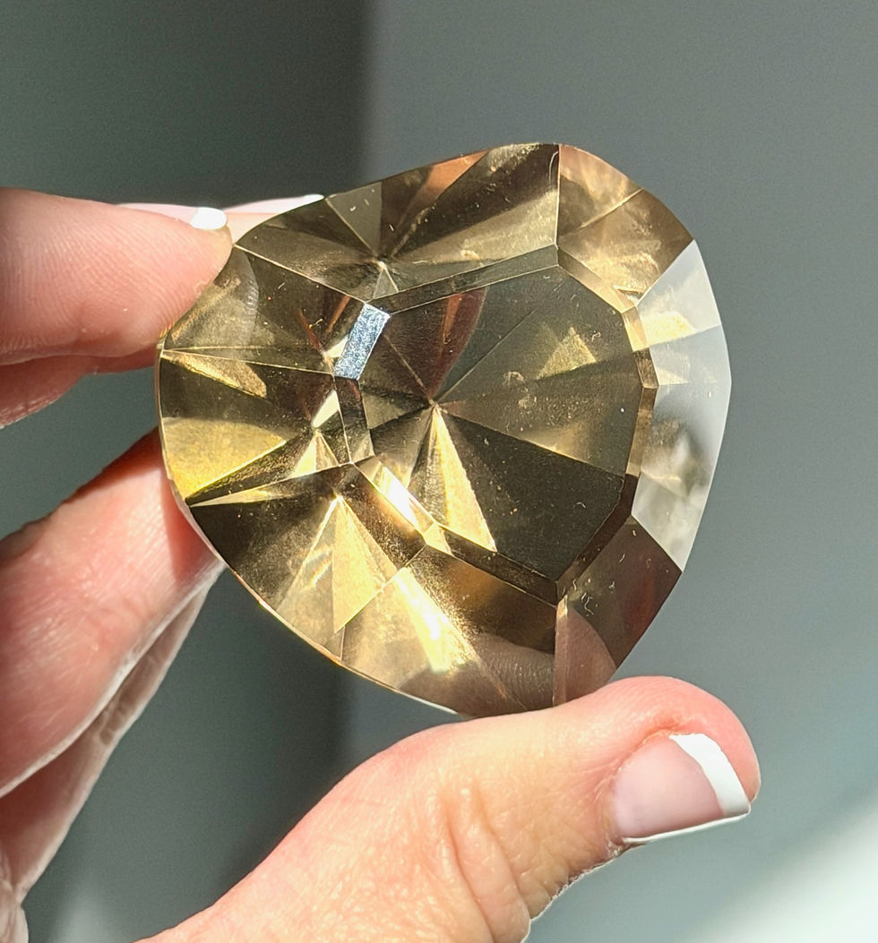 Thumbnail: 2.0” Faceted Citrine Lemurian Heart Gem Stone With Excellent Clarity - Brazil