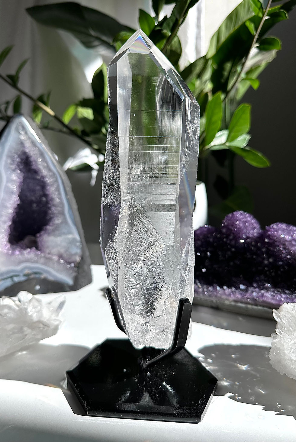 Thumbnail: 8.6” 1.33kg Lemurian Quartz Devic Temple Point w/ Rainbow, Linear Ridges