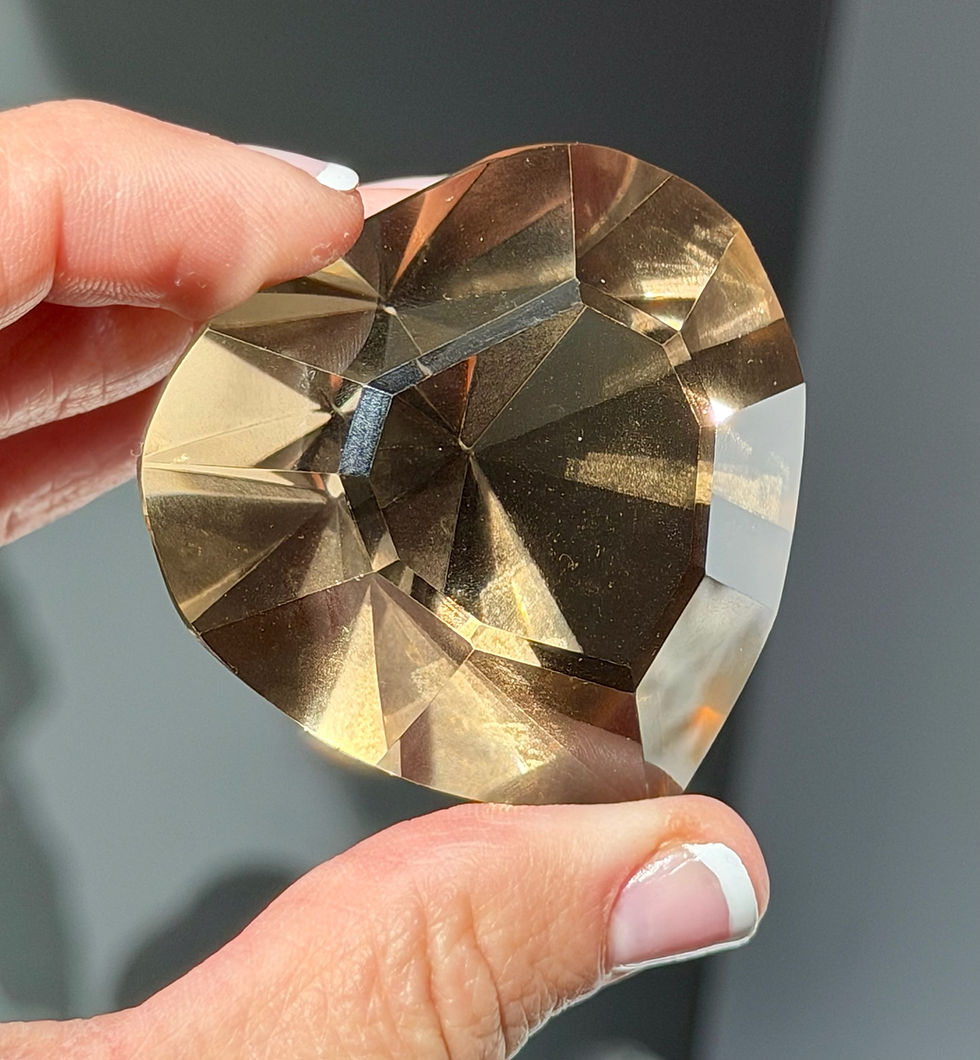 Thumbnail: 2.0” Faceted Citrine Lemurian Heart Gem Stone With Excellent Clarity - Brazil