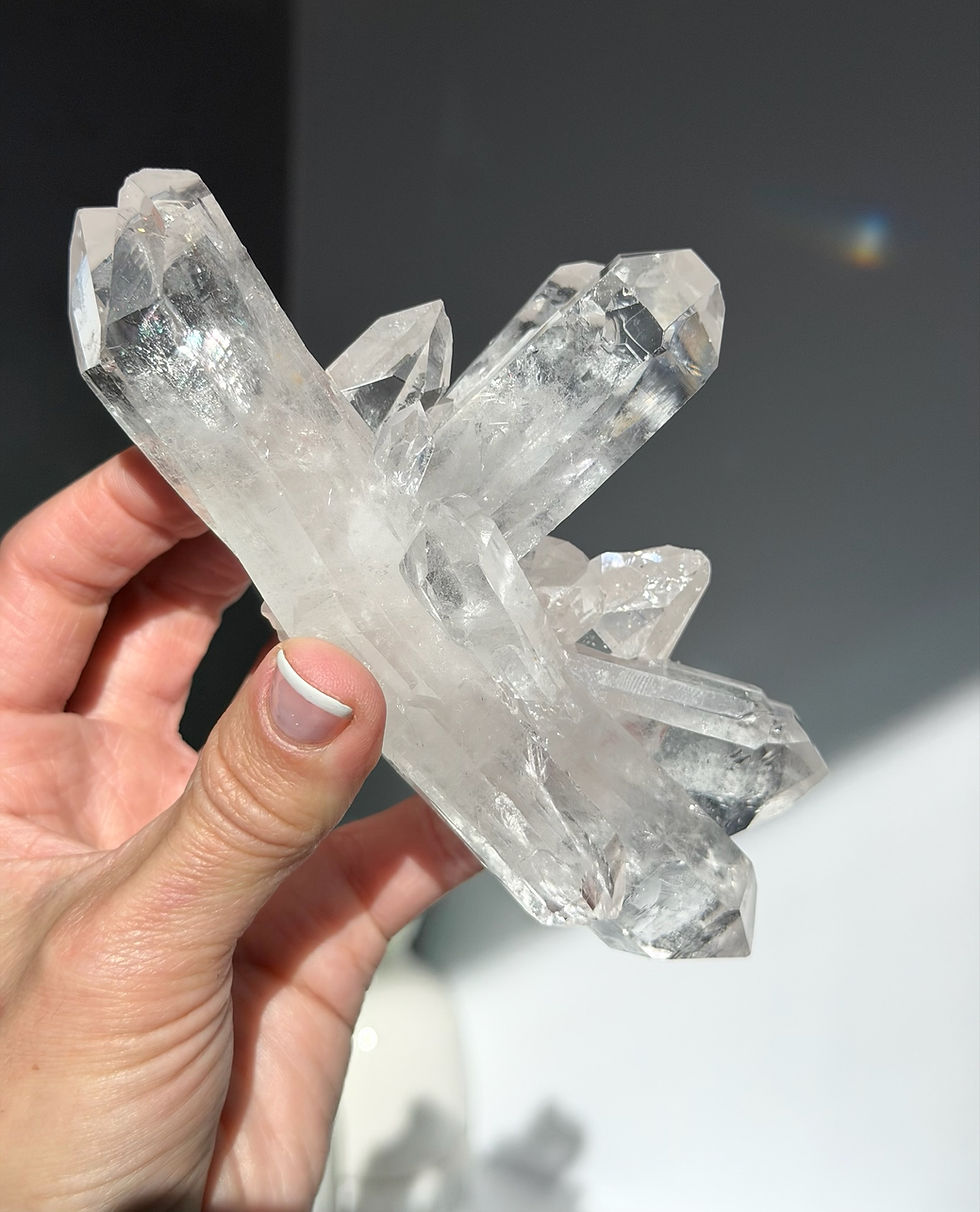 Thumbnail: 5.5” DT Starbrary Quartz Cluster with Self-Healing, Etchings Record Keepers