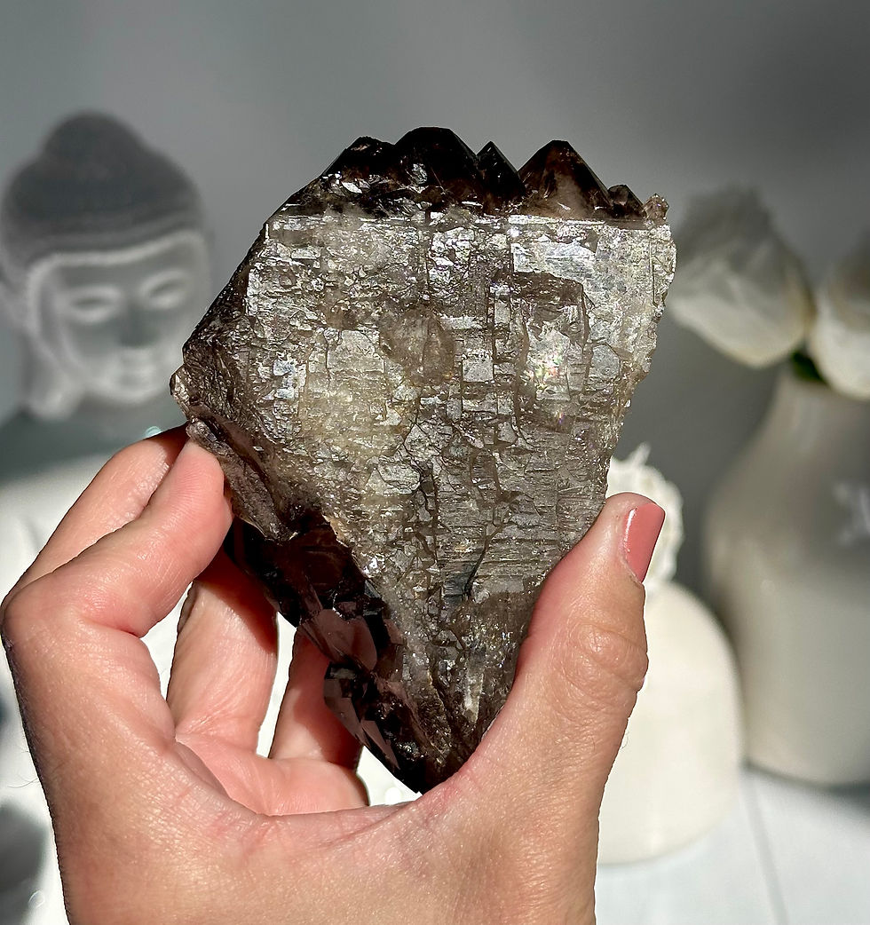Thumbnail: 4.2” Smoky Quartz Elestial with Stand - Minas Gerais , Brazil