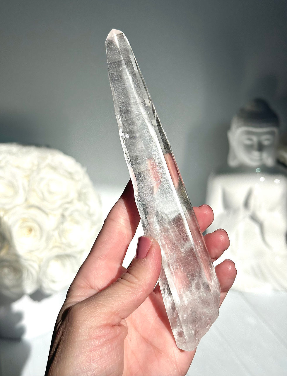 Thumbnail: 6.9” Lemurian Quartz Point with Deep Linear Ridges, Minas Gerais,  Brazil