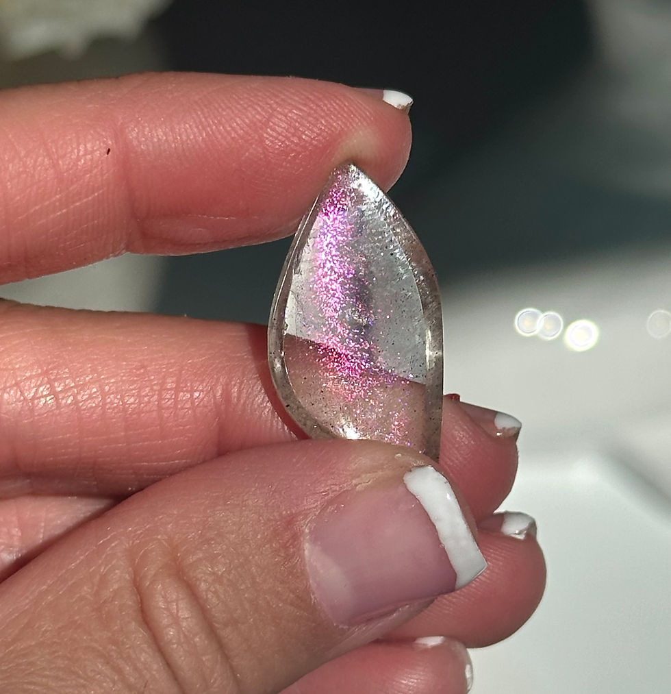 Thumbnail: 1.2”, 10ct VERY Rare - PINK Fire Quartz Covellite with Flash- Brazil  Covellite