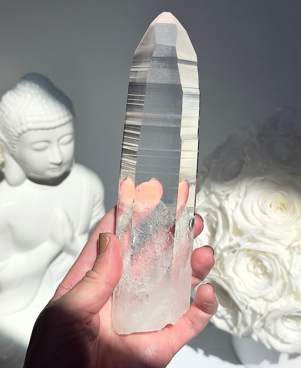 Thumbnail: 6.9” Lemurian Quartz Point with Deep Linear Ridges, Minas Gerais,  Brazil