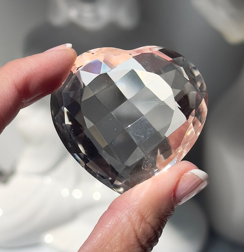 Thumbnail: 1.8” Faceted Lemurian Quartz Heart -  Brazil